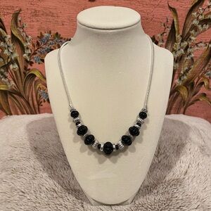 Napier Black and Silver Beaded Necklace